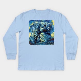 Tigers Van Gogh Style Kids Long Sleeve T-Shirt